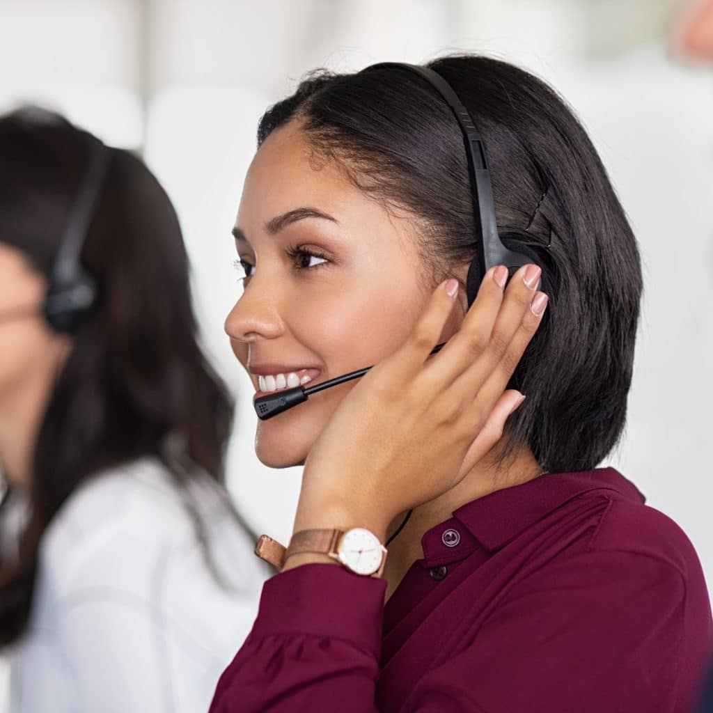 People working in call center